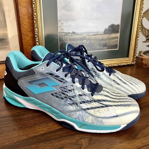 Lotto Other - Lotto Men's Mirage 100 Speed SPD Tennis Shoes Ceramic Blue/All White Sz 14